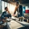 DALL·E 2024-04-02 14.14.48 – Visualize an impactful scene within a modern Texas office, where a business owner is engaging in a strategic meeting with an estate planning attorney, Wills and Estate Planning Attorneys in Texas
