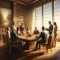 DALL·E 2024-04-03 10.57.28 – Visualize a warm and engaging scene in a professional setting, where a diverse group of people are gathered around a large, polished wooden table. The The Essential Guide to Family and Estate Lawyers in Texas